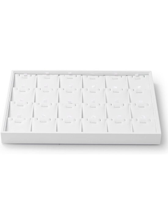 Other - Elegant White Leather Jewelry Organizer Tray - 24 Grid Stackable Display with